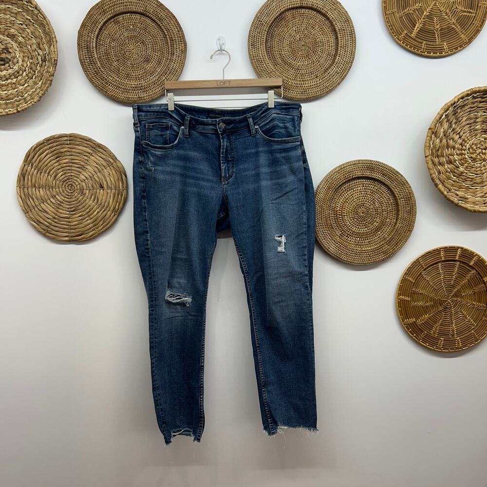 Silver Jeans Co. Distressed Raw Edge Boyfriend Jean Denim Plus Size 18